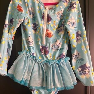 Cute Cat Print tutu swimsuit 4t
